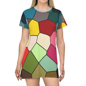 T-Shirt Dress with Colorful Artistic Abstract Art Patterns
