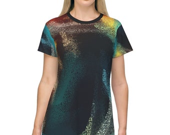 T-Shirt Dress with Colorful Artistic Abstract Art Patterns