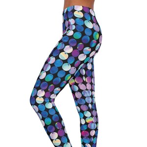 Colorful Circles Art Patterns Women&#39;s Spandex Leggings, Gym Workout Leggings, Skinny Stretchy Perfect Fit Leggings, Casual Cosplay Leggings