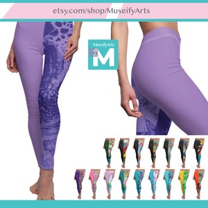 Yoga Leggings with different colored legs, Women&#39;s Gym Workout Leggings, Skinny fit Super soft Cosplay Leggings Art Abstract Patterns