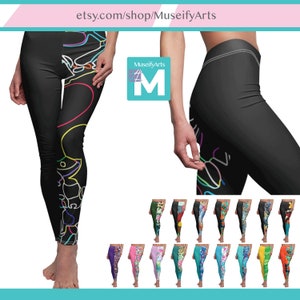 Yoga Leggings with different colored legs, Women&#39;s Gym Workout Leggings, Skinny fit Super soft Cosplay Leggings Art Abstract Patterns