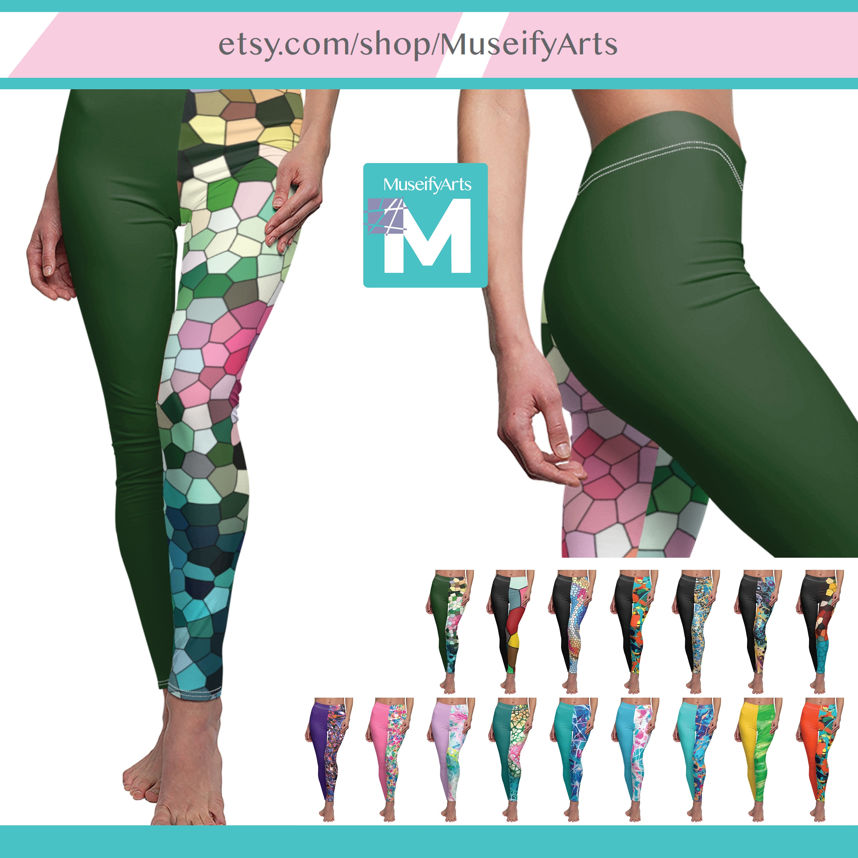 Yoga Leggings With Different Colored Legs, Women's Gym Workout Leggings