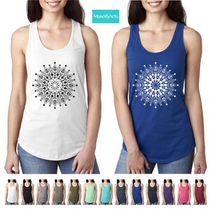 Mandala Art Tank, Sacred Geometry Tank, Workout Shirt For Women, Gym Tanks, Yoga Tank Tops, Tropical Tank, Slim fit Tank, Hippie Tan