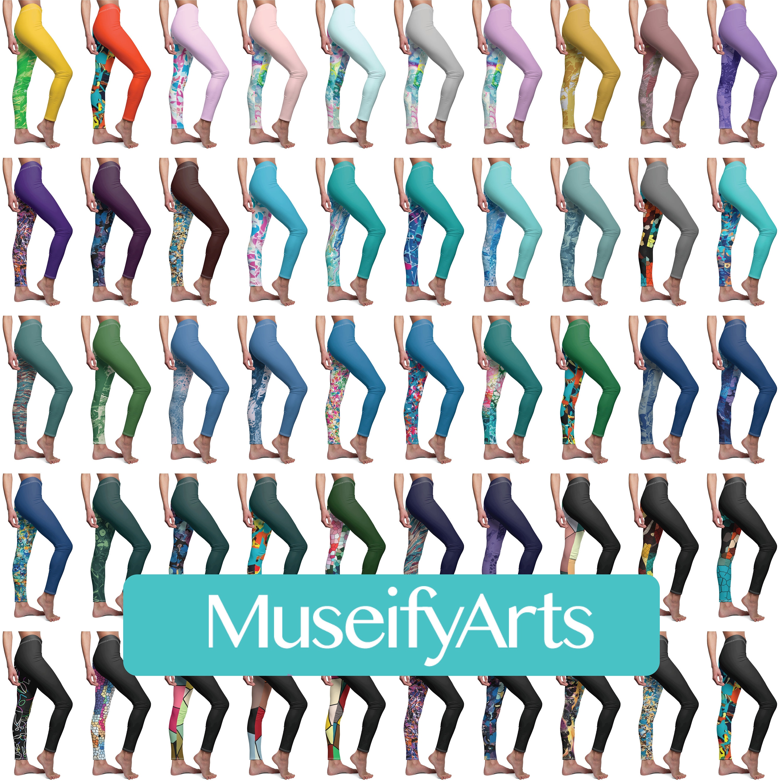 Yoga Leggings With Different Colored Legs, Women's Gym Workout Leggings ...