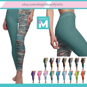Yoga Leggings with different colored legs, Women&#39;s Gym Workout Leggings, Skinny fit Super soft Cosplay Leggings Art Abstract Patterns
