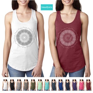 Mandala Art Tank, Sacred Geometry Tank, Workout Shirt For Women, Gym Tanks, Yoga Tank Tops, Tropical Tank, Slim fit Tank, Hippie Tan