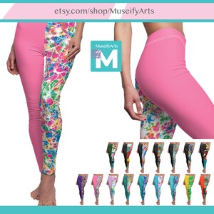 Yoga Leggings with different colored legs, Women&#39;s Gym Workout Leggings, Skinny fit Super soft Cosplay Leggings Art Abstract Patterns