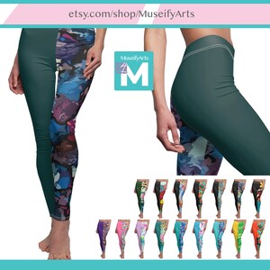 Yoga Leggings with different colored legs, Women&#39;s Gym Workout Leggings, Skinny fit Super soft Cosplay Leggings Art Abstract Patterns