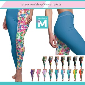 Yoga Leggings with different colored legs, Women&#39;s Gym Workout Leggings, Skinny fit Super soft Cosplay Leggings Art Abstract Patterns