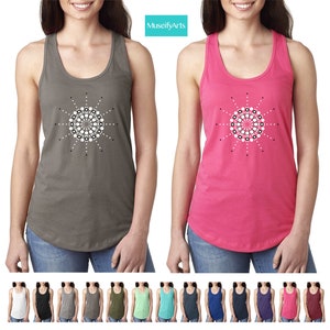 Mandala Art Tank, Sacred Geometry Tank, Workout Shirt For Women, Gym Tanks, Yoga Tank Tops, Tropical Tank, Slim fit Tank, Hippie Tan