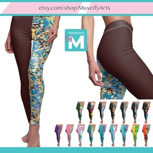 Yoga Leggings with different colored legs, Women&#39;s Gym Workout Leggings, Skinny fit Super soft Cosplay Leggings Art Abstract Patterns