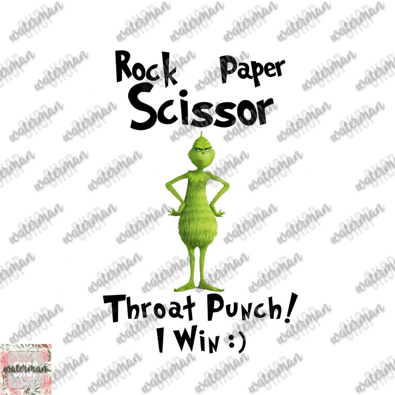 Download Grinch Rock paper scissor throat punch I win xmas png | Etsy
