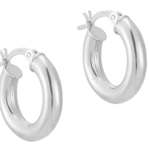 Chunky Silver Hoop Earrings Thick Silver Hoop Earrings Etsy UK
