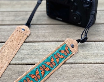 Monarch Optics Strap | Eco-friendly | cork and linen canvas | Adjustable Binoculars, Camera