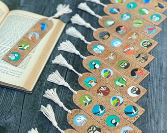 Wildlife Cork Bookmark | Eco-friendly Gift for Birder and Nature Lover | Handmade