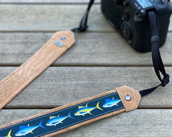 Tuna Optics Strap | Eco-friendly | cork and linen canvas | Adjustable Binoculars, Camera