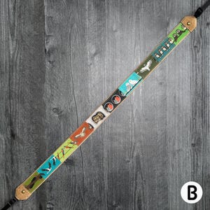 Dragonne pour jumelles/appareil photo Patchwork Birds | Respectueux de l'environnement | Observation des oiseaux, oiseaux de rivage, hiboux, oiseaux chanteurs Strap B