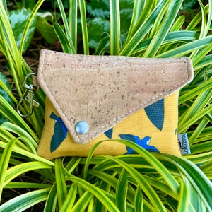 Tree Swallow Snap Wallet Pouch | Eco-friendly Coin Purse | Hemp, Cork, Linen