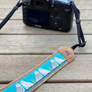 Snowy Owl Optics Strap | Eco-friendly | cork and linen canvas | Adjustable Binoculars, Camera