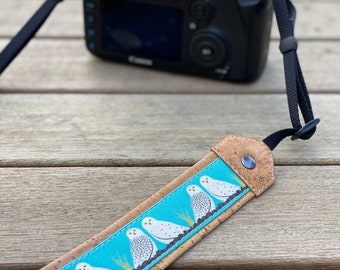 Snowy Owl Optics Strap | Eco-friendly | cork and linen canvas | Adjustable Binoculars, Camera