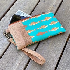Bolso de mano con diseño de bacalao, regalo ecológico para actividades al aire libre, pesca y bolsa con cremallera.