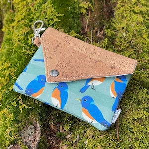 Blue Bird Snap Wallet | Eco-friendly Keychain Pouch | Bird Gift