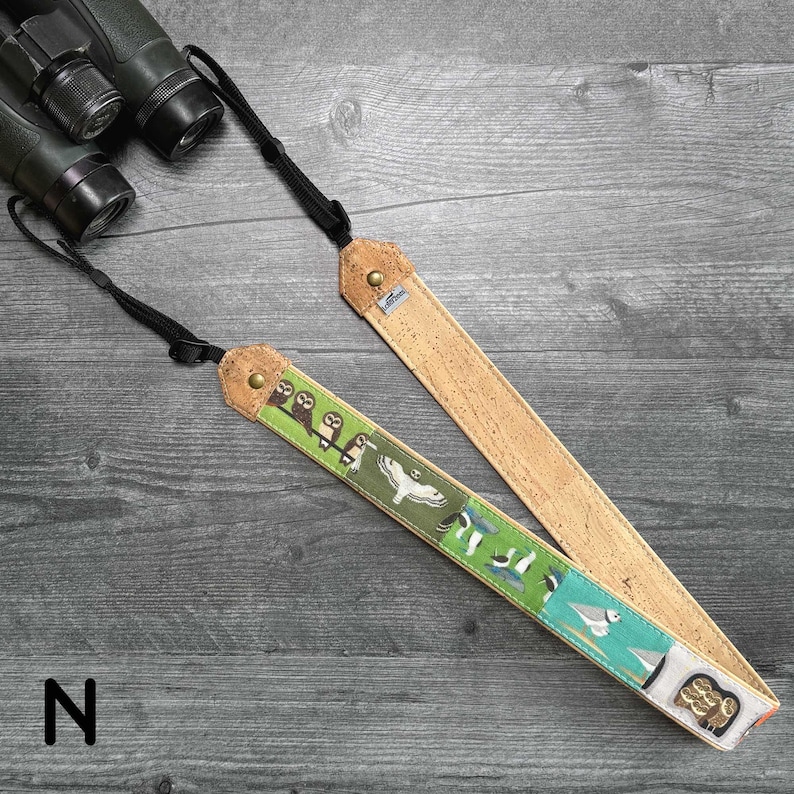 Dragonne pour jumelles/appareil photo Patchwork Birds | Respectueux de l'environnement | Observation des oiseaux, oiseaux de rivage, hiboux, oiseaux chanteurs image 16