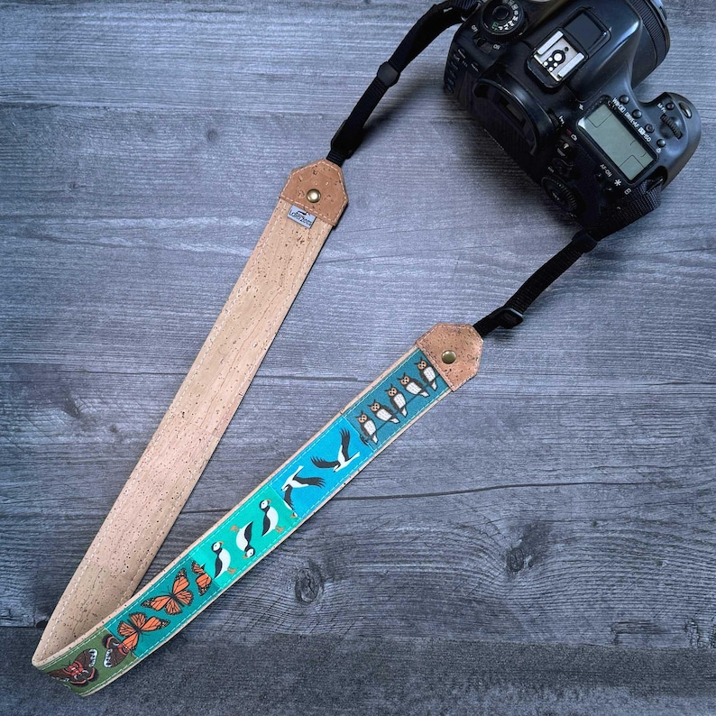 Dragonne pour jumelles/appareil photo Patchwork Birds | Respectueux de l'environnement | Observation des oiseaux, oiseaux de rivage, hiboux, oiseaux chanteurs image 19