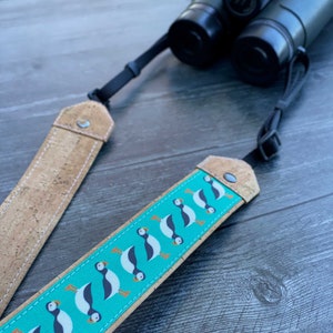 Puffin Optics Strap | Eco-friendly | cork and linen canvas | Adjustable Binoculars, Camera