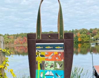 Wildlife Patchwork Hemp Tote Bag | Eco-friendly Birder Gift | Handmade