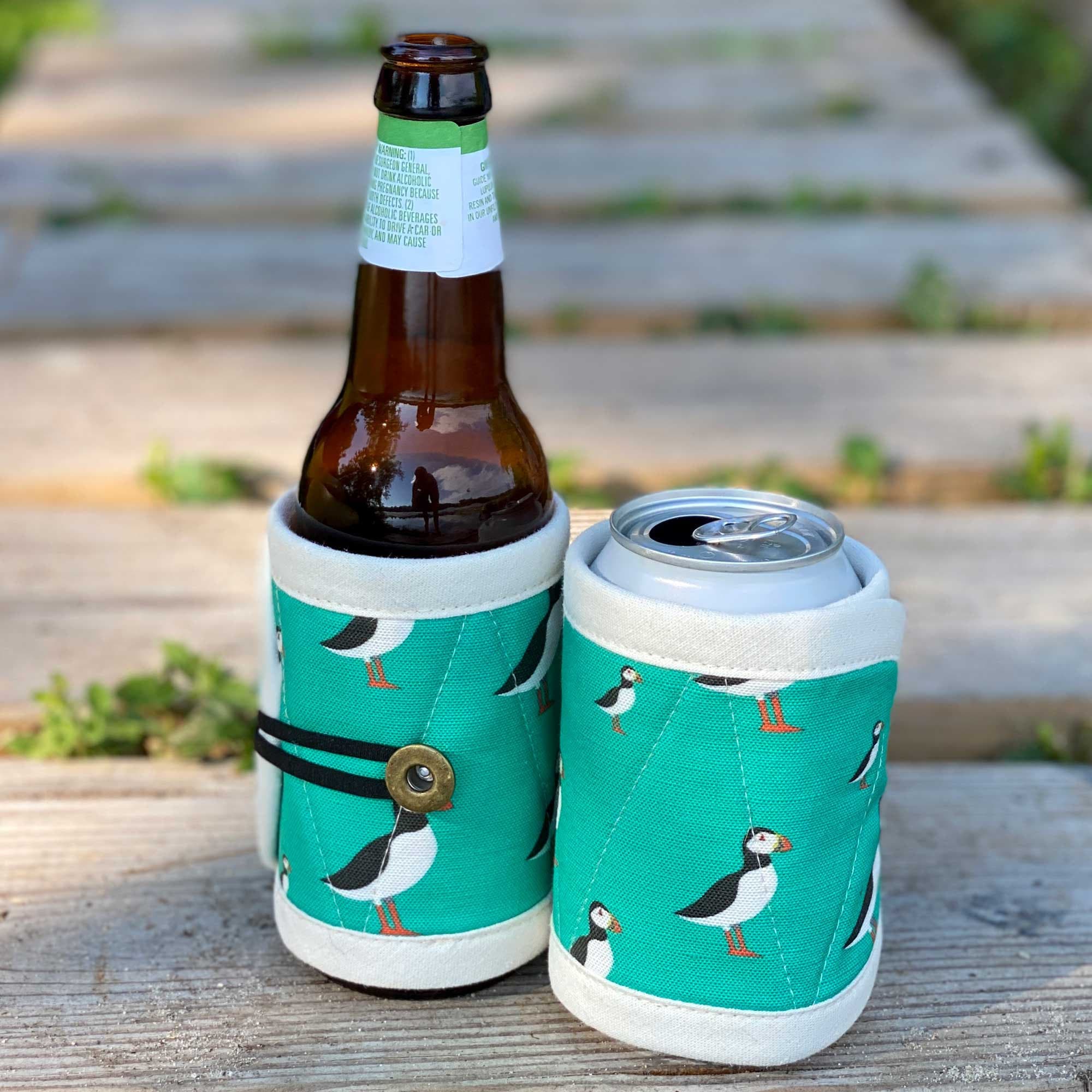 Puffin Drink Wrap Earth Friendly Koozie Hemp Linen Can
