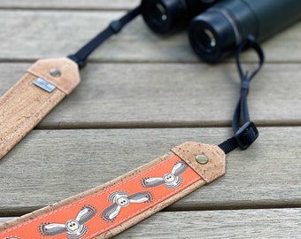 Barred Owl Optics Strap | Eco-friendly | cork and linen canvas | Adjustable Binoculars, Camera