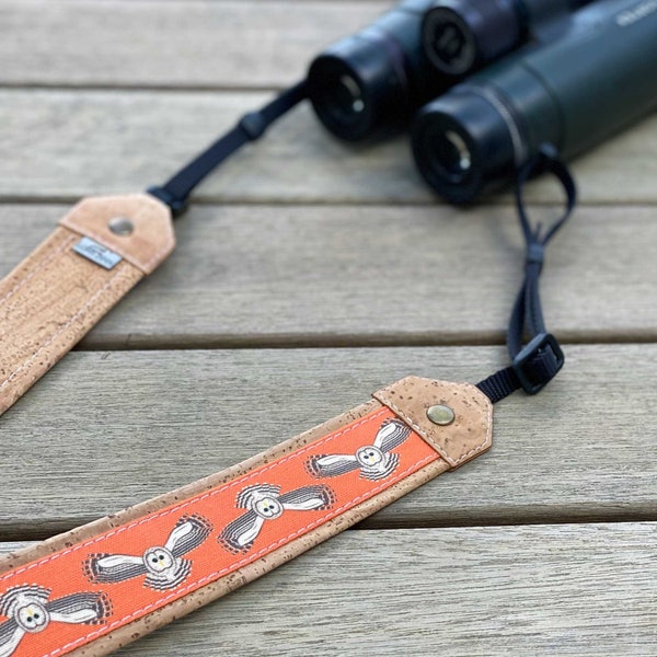 Barred Owl Optics Strap | Eco-friendly | cork and linen canvas | Adjustable Binoculars, Camera