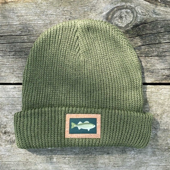 Striped Bass Beanie Hemp and Organic Cotton Eco-friendly Gift for Fisherman  Hat, Cap, Knitted 