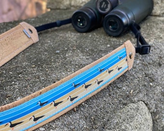 Skimmer Optics Strap | Eco-friendly | cork and linen canvas | Adjustable Binoculars, Camera