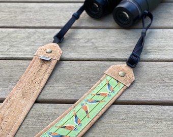 Kestrel Optics Strap | Eco-friendly | cork and linen canvas | Adjustable Binoculars, Camera
