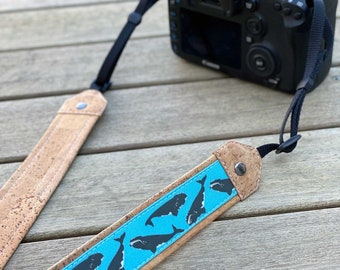 Right Whale Optics Strap | Eco-friendly | cork and linen canvas | Adjustable Binoculars, Camera | Marine Biology