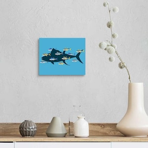 Yellowfin Bluefin Tuna Canvas Art | 8x10&quot; | Wildlife Graphic Artist | Handcrafted in US
