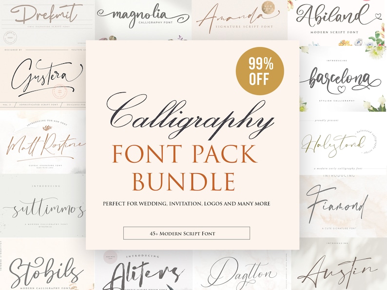 Calligraphy Font Bundle, Handwritten Font Bundle, Script Font, Wedding Font, Cricut Font, Canva Fonts, Procreate, Signature font, SVG Font 