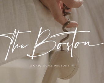 Boston Script Font - Handwritten Brush, Wedding Signature fonts (TTF/OTF)