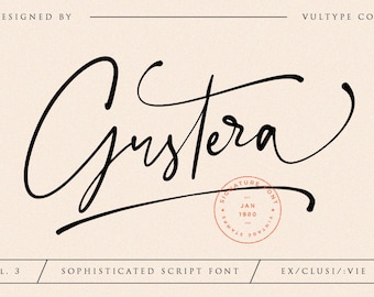 Gustera - Signature, font, Handwritten, Brush, Silhouette, calligraphy, cricut, boho, wedding, fonts, Script, Cursive, modern, commercial