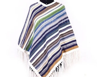 Handwoven Inca Poncho / Traditional Peruvian Poncho / Alpaca Wool Poncho / Quechua Poncho / Colorful Cape / Women's Poncho / Gift for her.