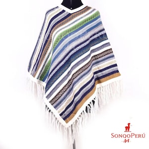 Handgeweven Inca-poncho / traditionele Peruaanse poncho / alpacawolponcho / Quechua-poncho / kleurrijke cape / damesponcho / cadeau voor haar.