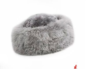 Handmade Gray Baby Alpaca Fur Hat: Extra Fine, Luxury Winter Cap