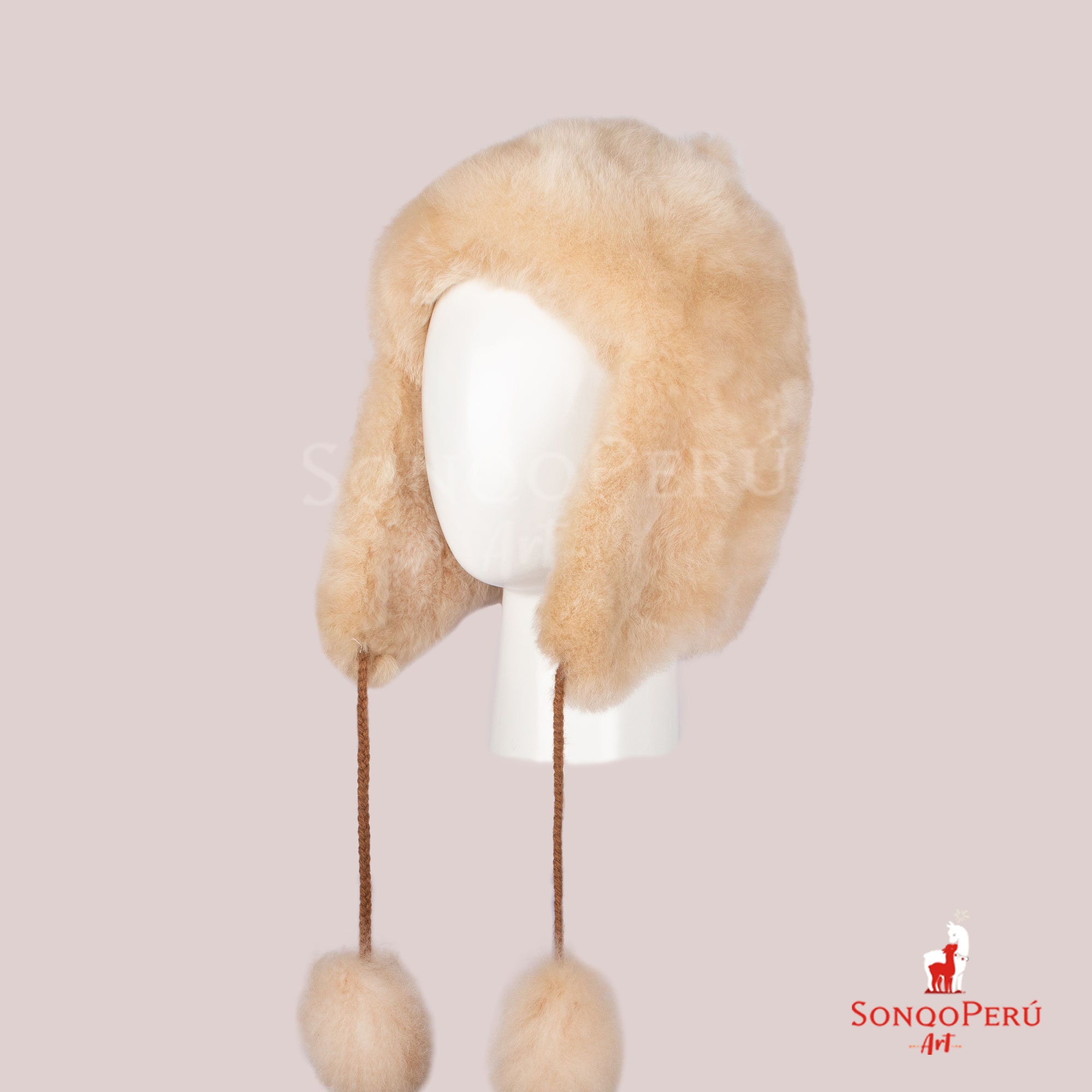 Alpaca Fur hat for a small head??❌ Luxurious Baby Alpaca Fur Hat Burgundy, Ladies Premium  main image 3