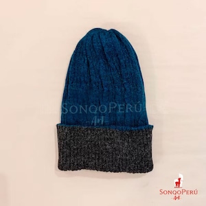 Reversible beanie Blue and Grey, Alpaca wool winter hat Blue and Grey, Beanie hat made of baby alpaca wool, Alpaca Beanie, Beanie hat