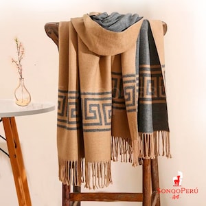 Alpaka Schal, Luxus Reversible Alpaka Faser Schal | Damen Schal Mode | Niedliche Alpaka-Mode | Eleganter Herbst Winter Schal wickeln