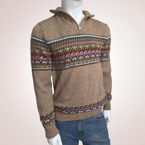 Handmade Alpaca Wool Cardigan Sweater: Royal Beige Zip-Up