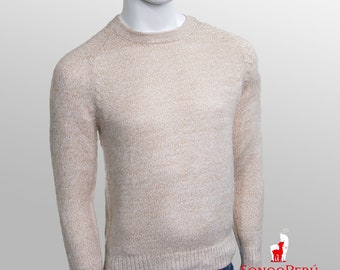 Elegant sweater Made of 100% alpaca with melange fabric, available in green, beige and orange