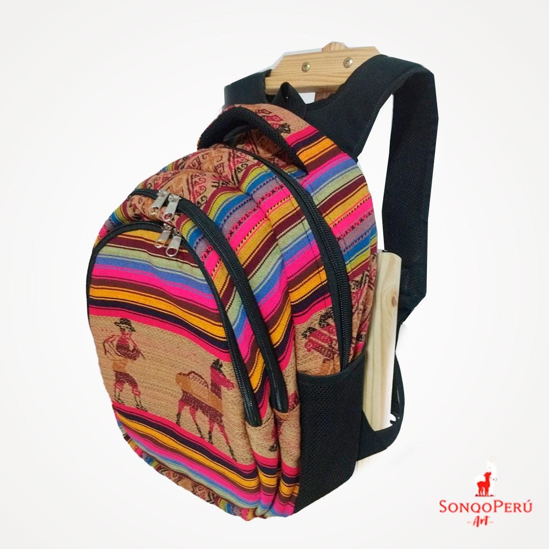 Backpack Handmade with Fabric Llamas Designs from Peru